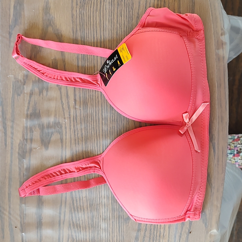 Coral/Salmon Colored Bra with Padded Cups